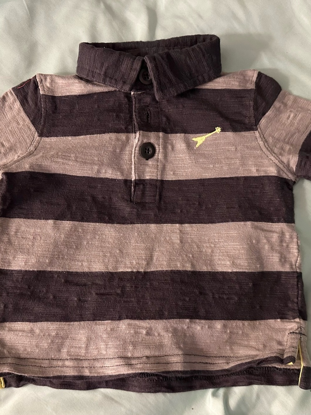 Carter's Striped Polo Shirt in Brown & Taupe with Yellow Detail